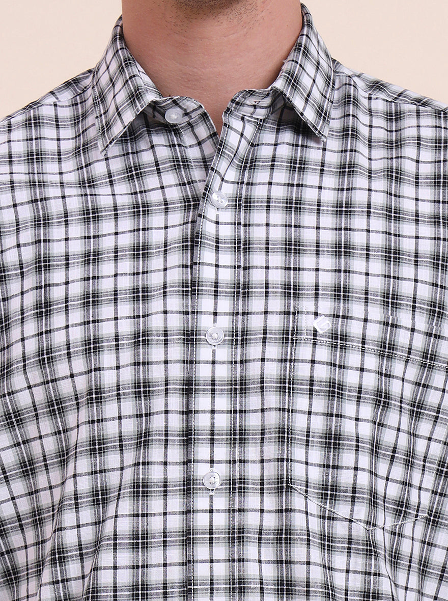 White Checked Smart Fit Semi Casual Shirt | Greenfibre