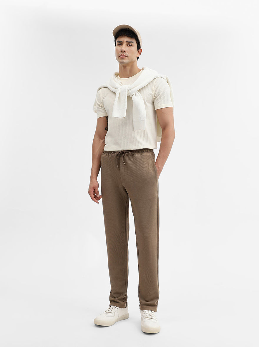 Khaki Solid Slim Fit Track Pant | JadeBlue