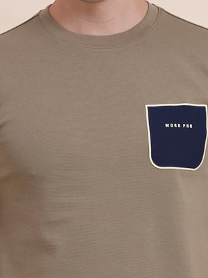 Olive Printed Slim Fit T-Shirt | JadeBlue