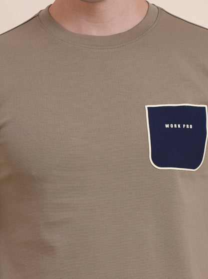 Olive Printed Slim Fit T-Shirt | JadeBlue