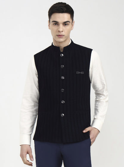 Blue Striped Regular Fit Waistcoat | Wyre