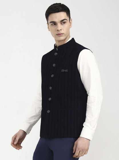 Blue Striped Regular Fit Waistcoat | Wyre