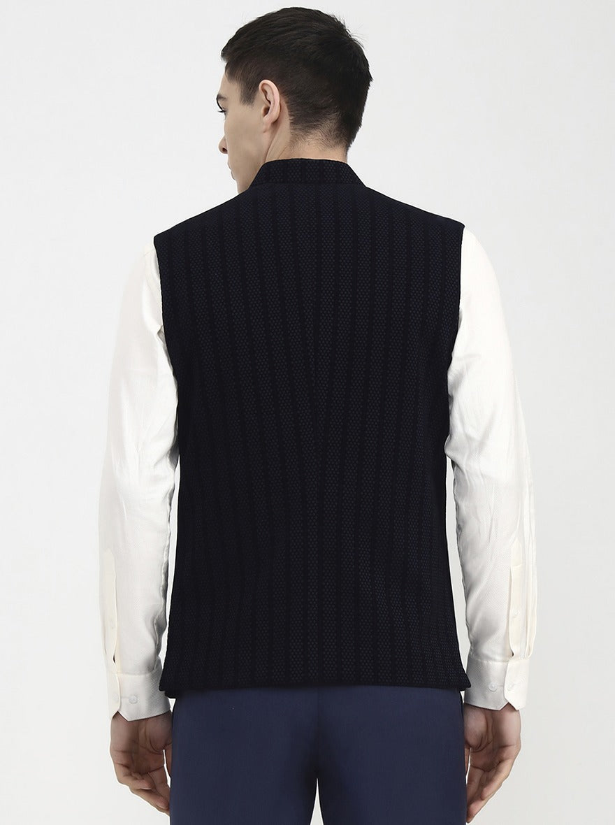 Blue Striped Regular Fit Waistcoat | Wyre