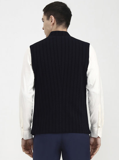 Blue Striped Regular Fit Waistcoat | Wyre