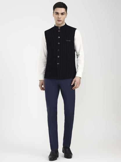 Blue Striped Regular Fit Waistcoat | Wyre
