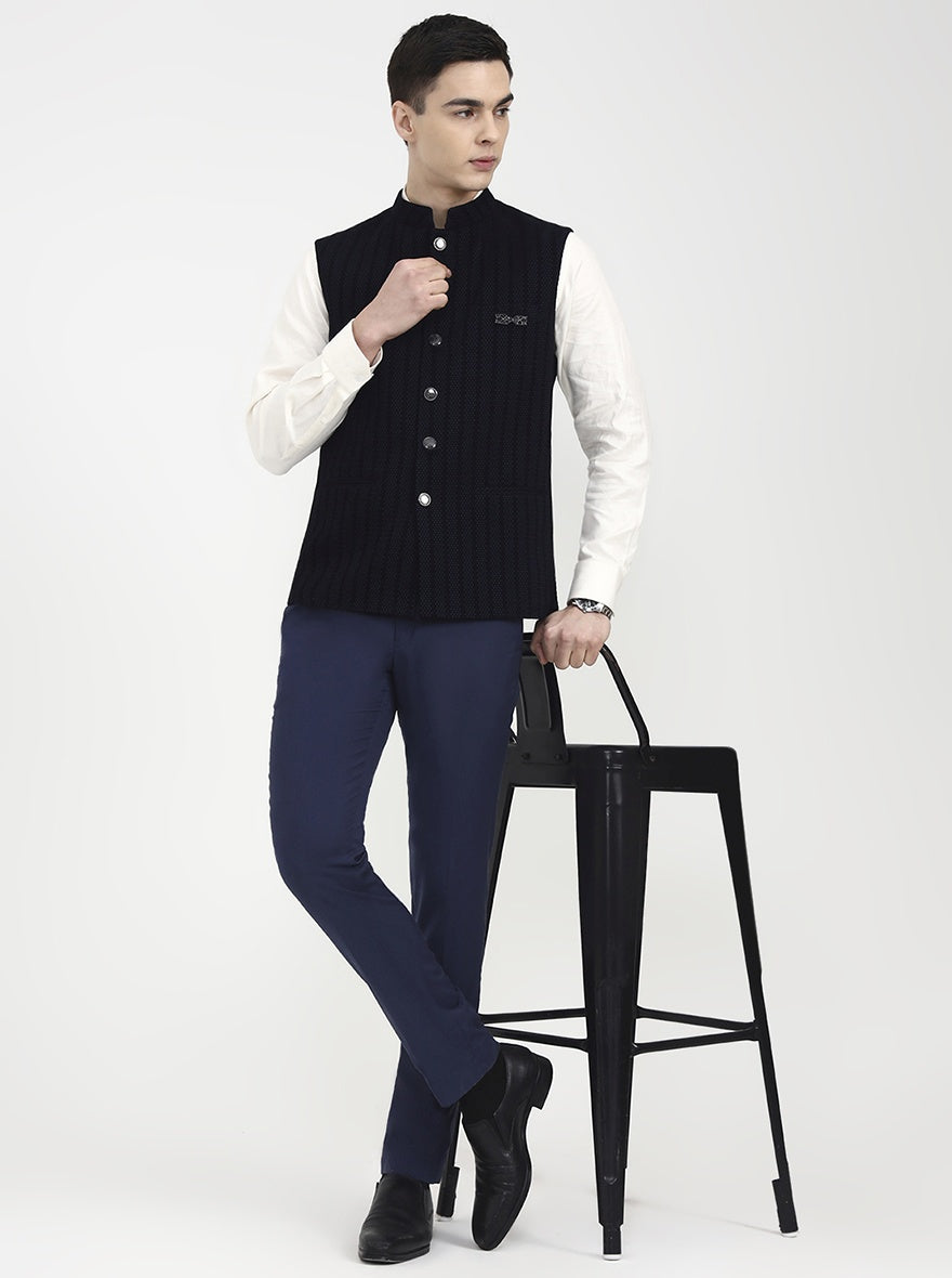 Blue Striped Regular Fit Waistcoat | Wyre
