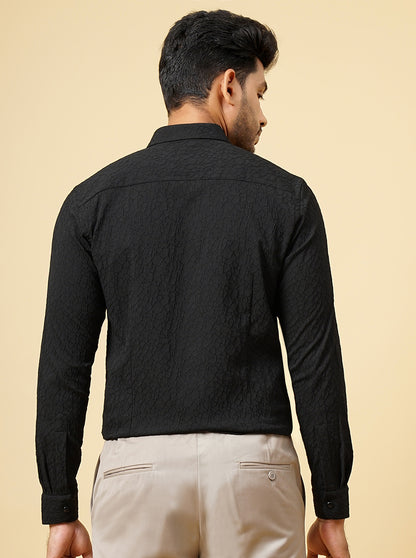 Black Solid Slim Fit Party Wear Shirt | JB Studio