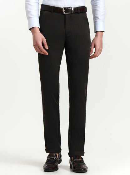 Olive Brown Solid Slim Fit Club Wear Trouser | Wyre