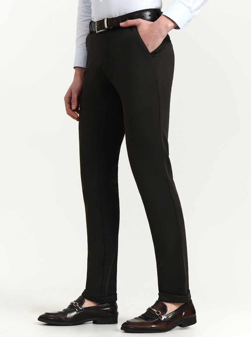 Olive Brown Solid Slim Fit Club Wear Trouser | Wyre