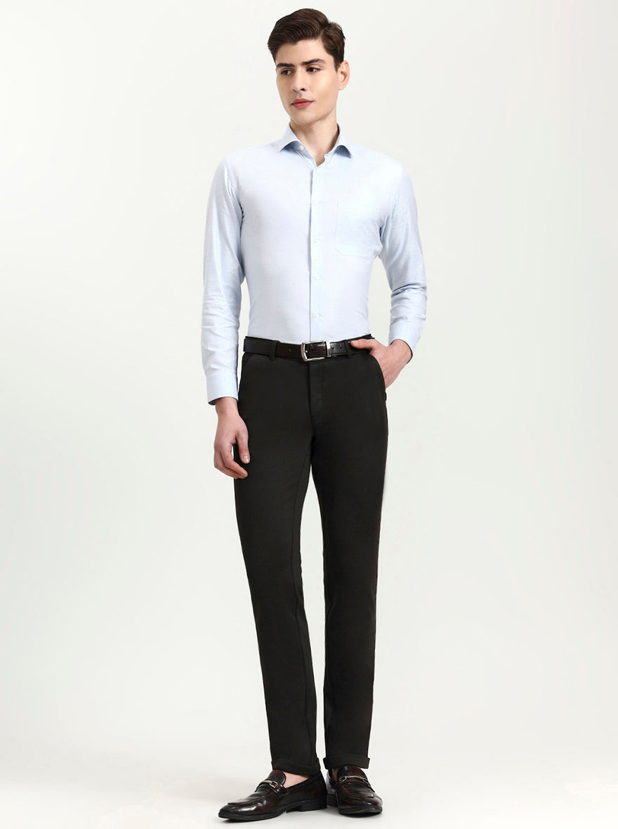 Olive Brown Solid Slim Fit Club Wear Trouser | Wyre