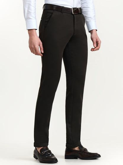 Olive Brown Solid Slim Fit Club Wear Trouser | Wyre