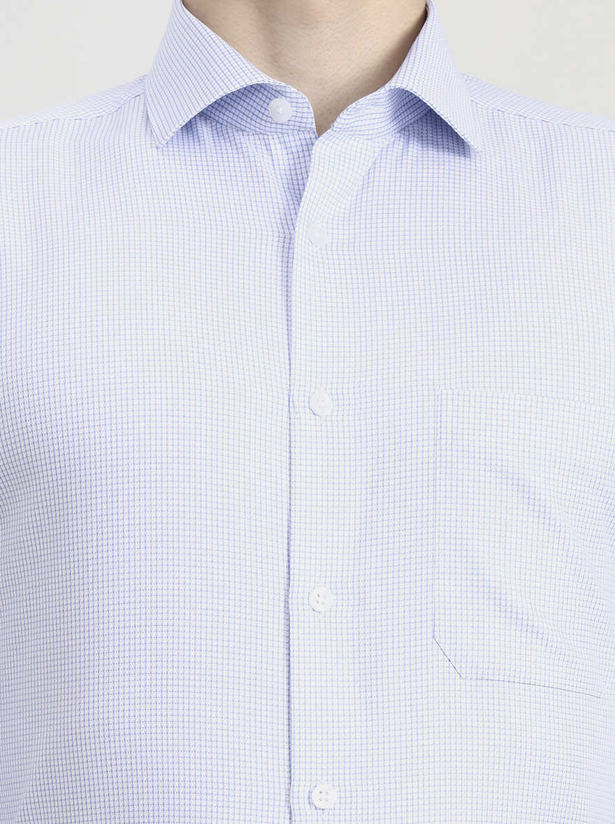 Blue Checked Slim Fit Formal Shirt | Metal