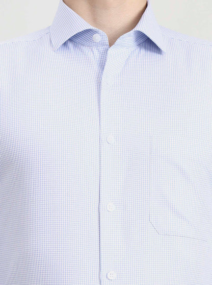 Blue Checked Slim Fit Formal Shirt | Metal