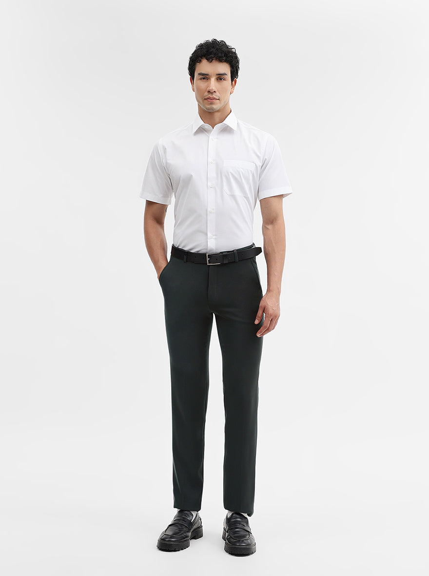 Dark Grey Solid Slim Fit Formal Trouser | Wyre