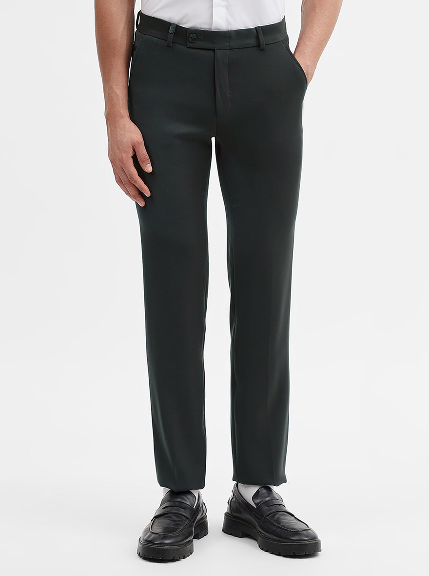 Dark Grey Solid Slim Fit Formal Trouser | Wyre