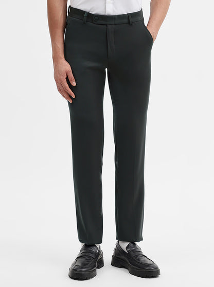 Dark Grey Solid Slim Fit Formal Trouser | Wyre
