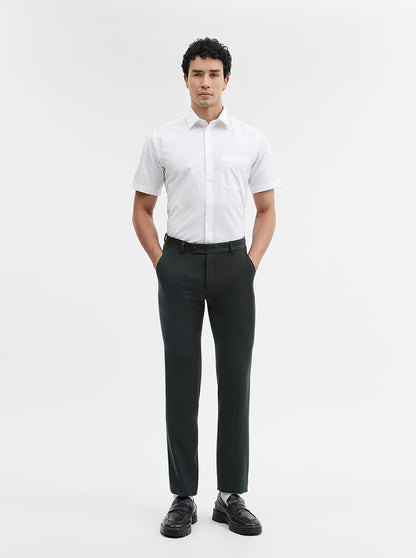 Dark Grey Solid Slim Fit Formal Trouser | Wyre