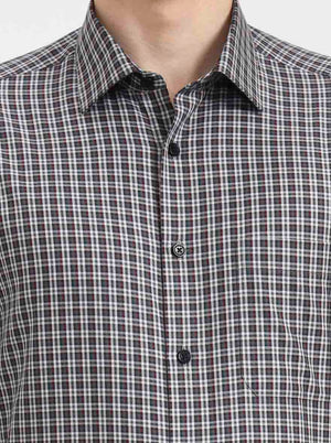 Violet Blue Checked Regular Fit Formal Shirt | JadeBlue