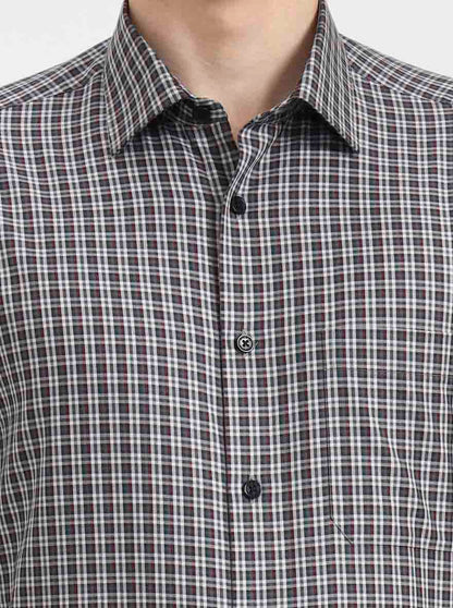Violet Blue Checked Regular Fit Formal Shirt | JadeBlue