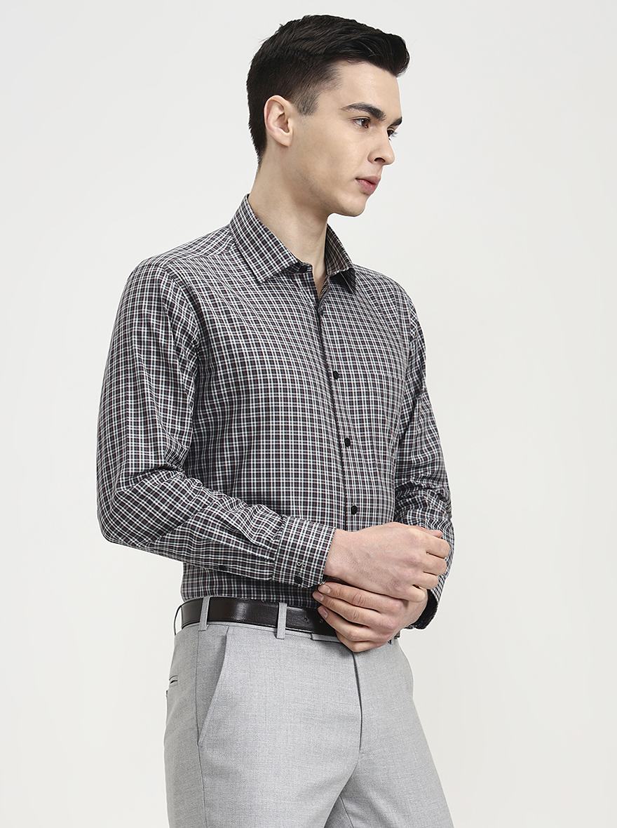 Violet Blue Checked Regular Fit Formal Shirt | JadeBlue
