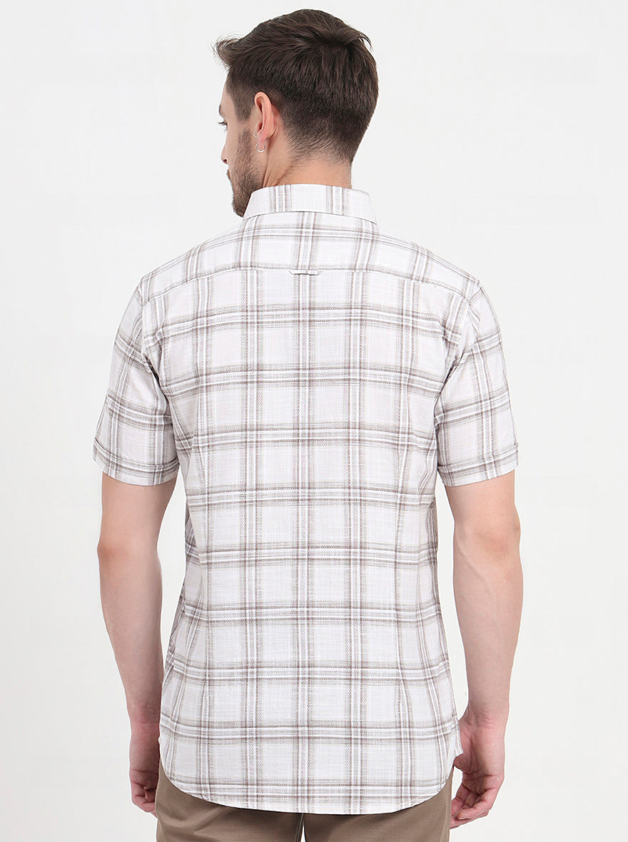 Brown & Beige Checked Slim Fit Casual Shirt | JadeBlue