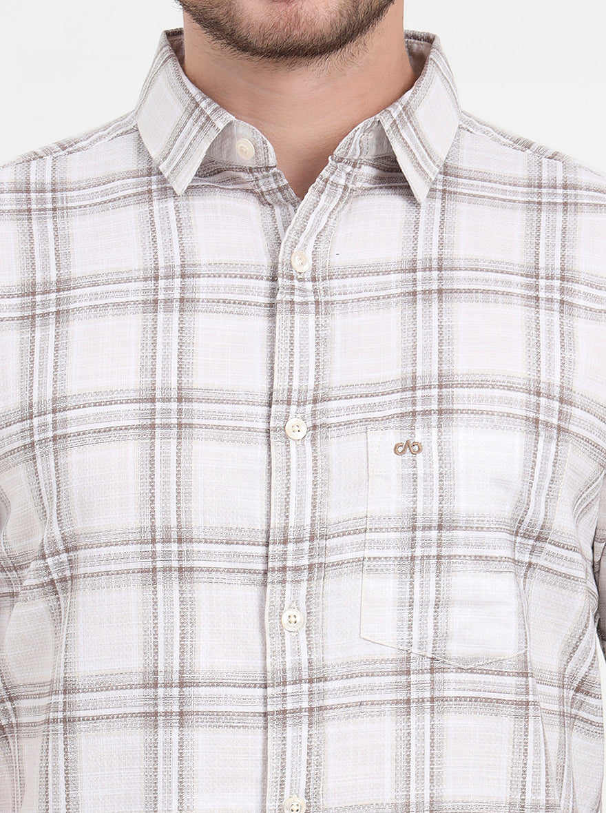 Brown & Beige Checked Slim Fit Casual Shirt | JadeBlue