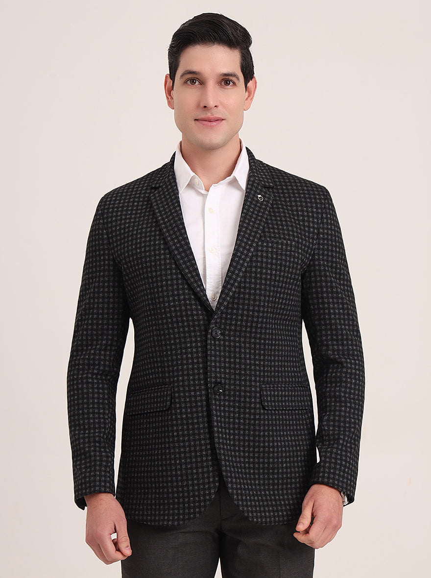 Grey Solid Regular Fit Blazer | JB Studio
