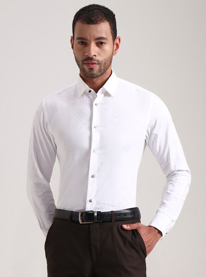 White Printed Slim Fit Party Wear Shirt | Wyre