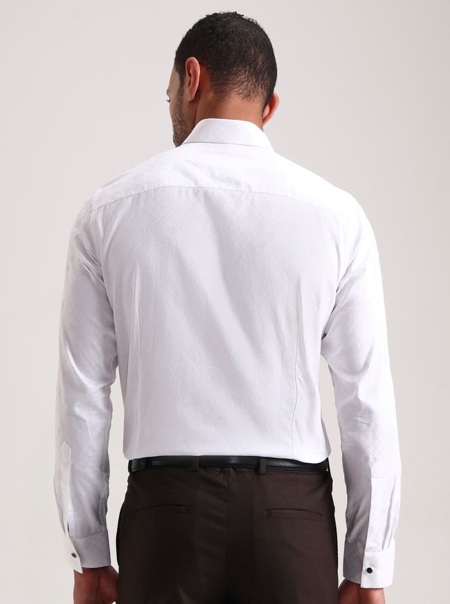 White Printed Slim Fit Party Wear Shirt | Wyre