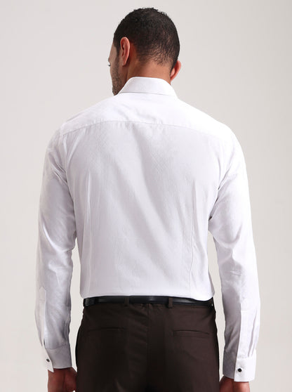 White Printed Slim Fit Party Wear Shirt | Wyre