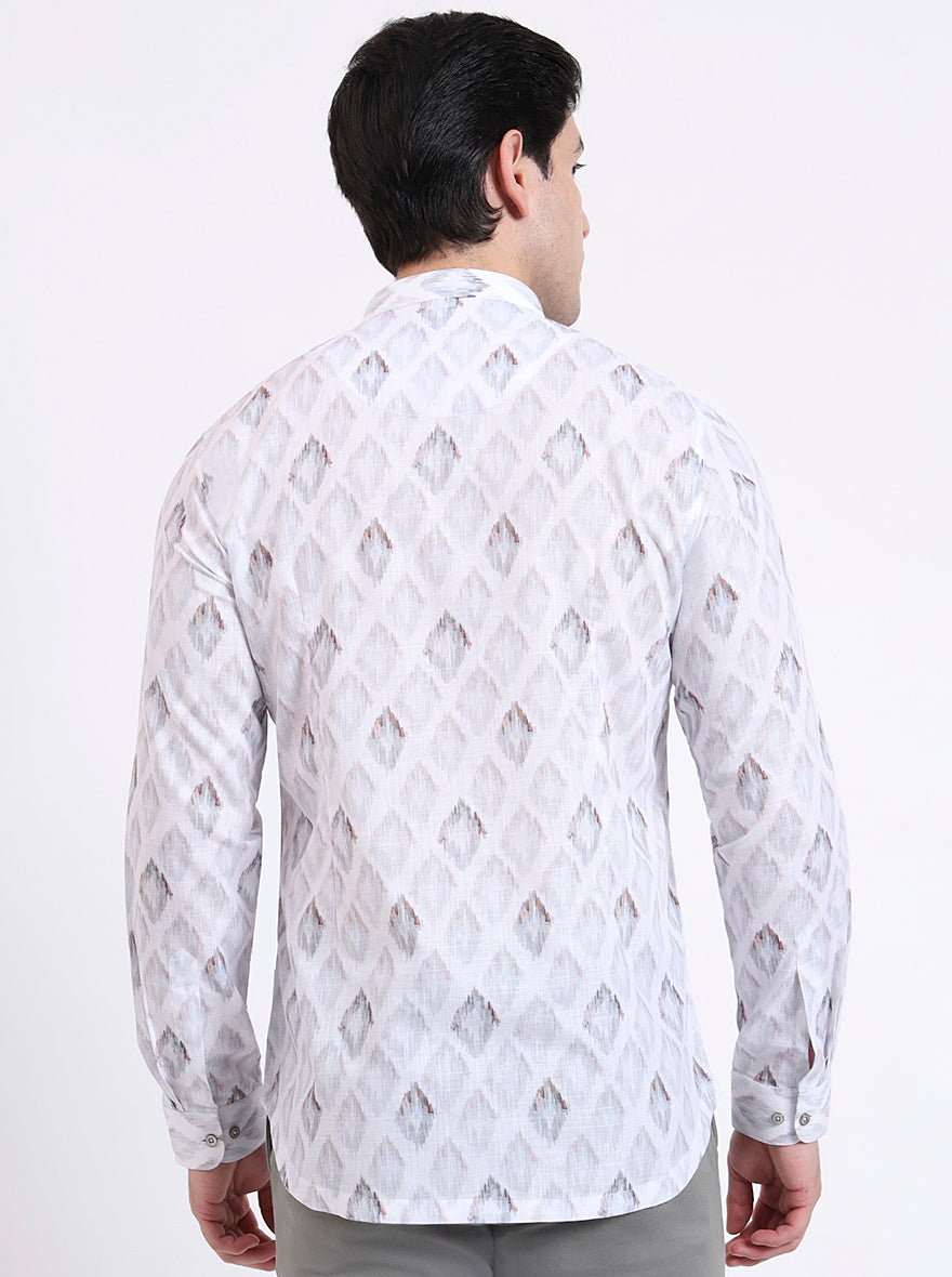 White Printed Slim Fit Party Wear Kurta | Wyre