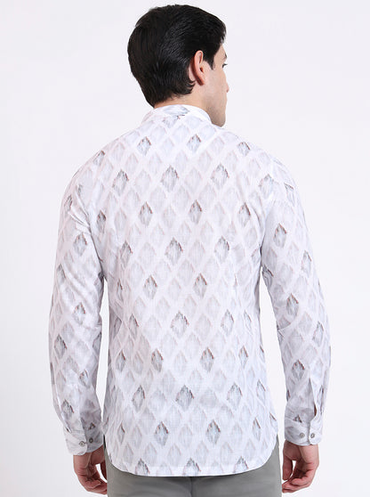 White Printed Slim Fit Party Wear Kurta | Wyre