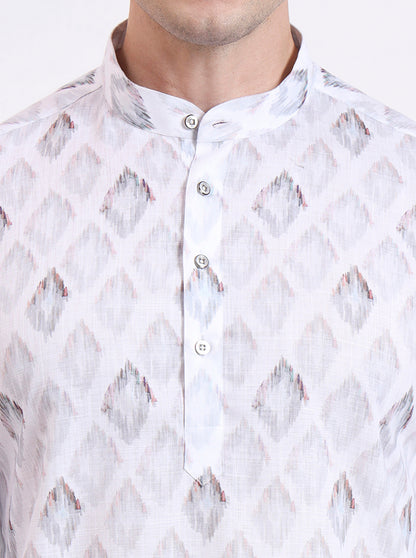 White Printed Slim Fit Party Wear Kurta | Wyre