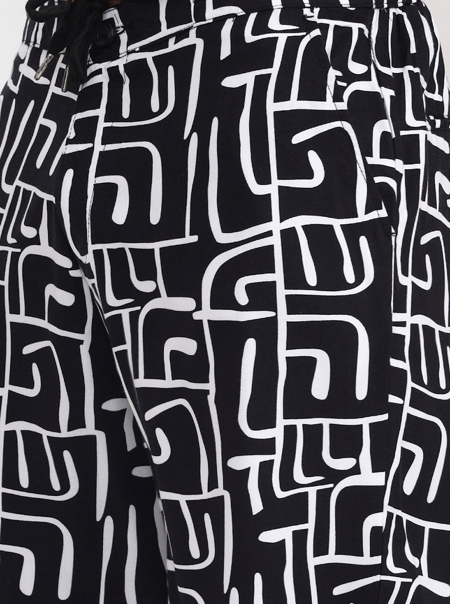 Black Printed Slim Fit Shorts | JadeBlue