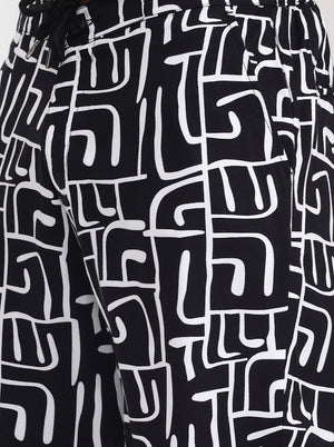 Black Printed Slim Fit Shorts | JadeBlue