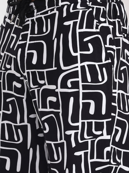Black Printed Slim Fit Shorts | JadeBlue