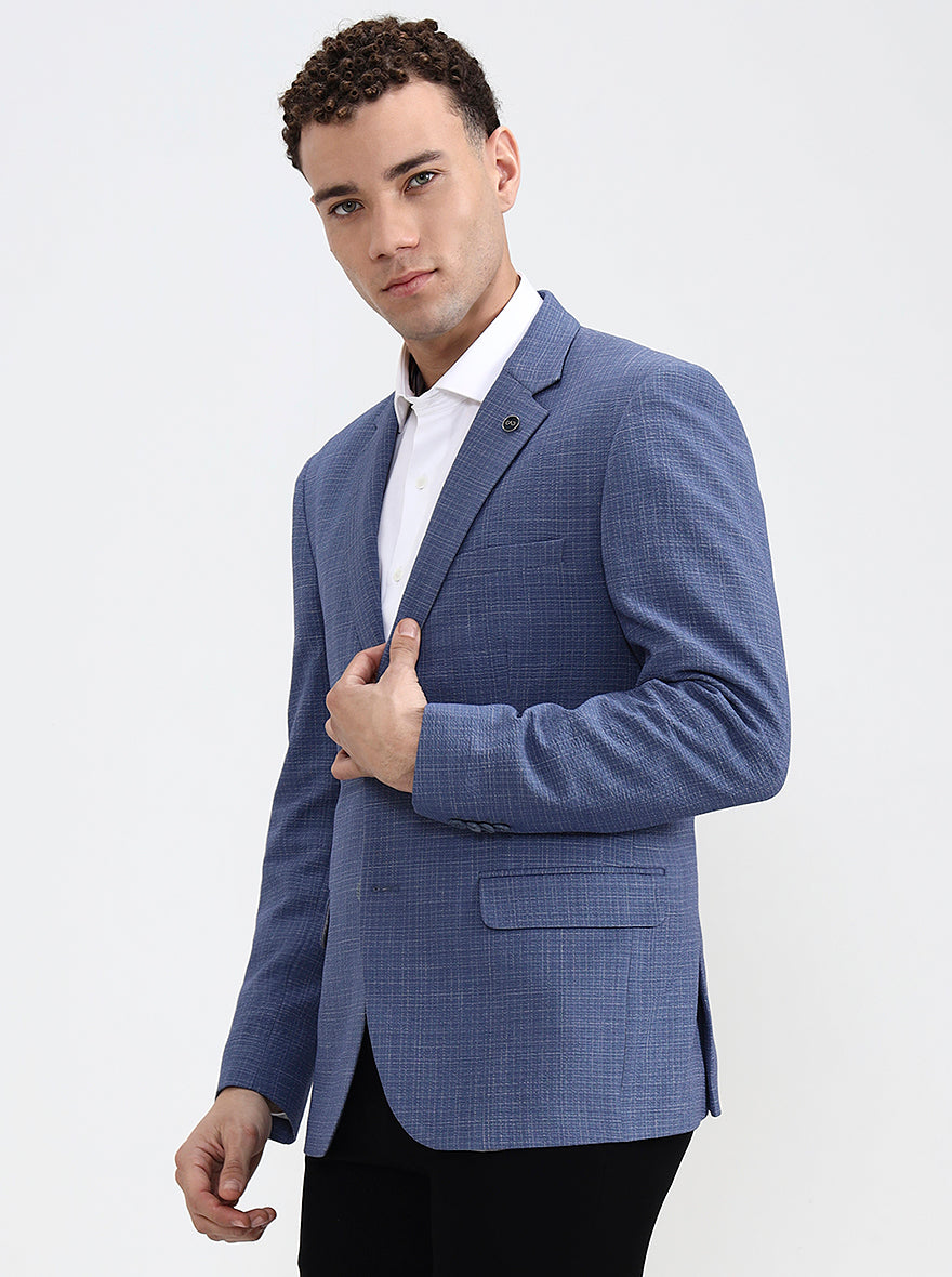 Blue Solid Regular Fit Blazer | Wyre