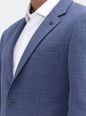 Blue Solid Regular Fit Blazer | Wyre