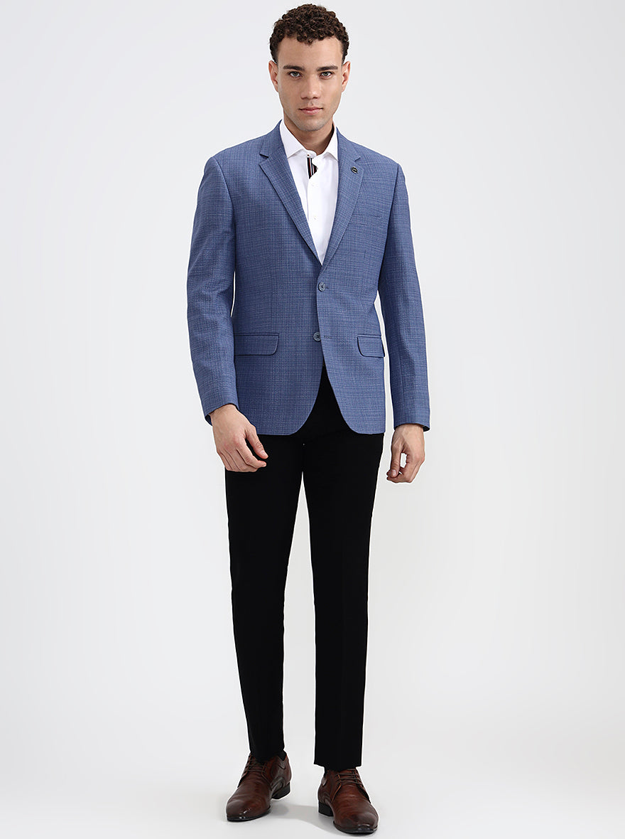 Blue Solid Regular Fit Blazer | Wyre