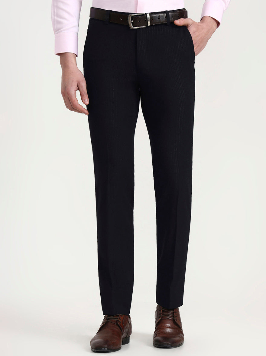 Blue Solid Slim Fit Formal Trouser | Wyre