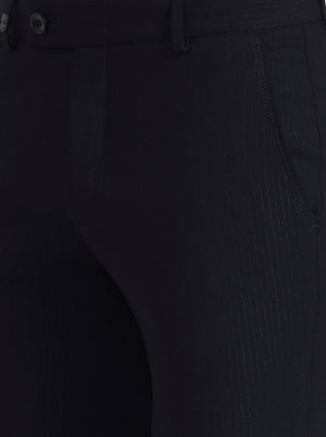 Blue Solid Slim Fit Formal Trouser | Wyre