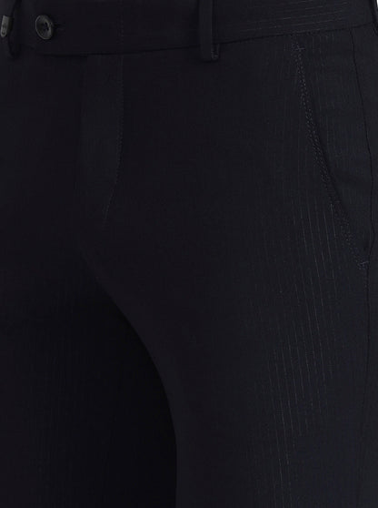 Blue Solid Slim Fit Formal Trouser | Wyre