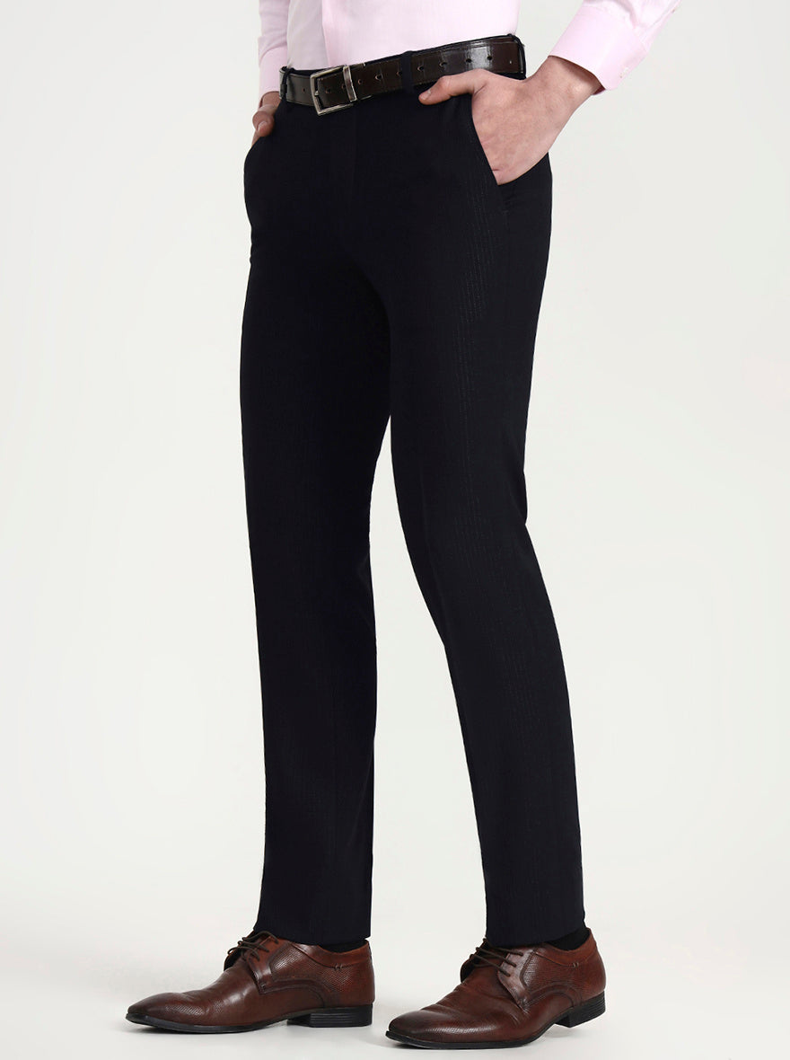 Blue Solid Slim Fit Formal Trouser | Wyre