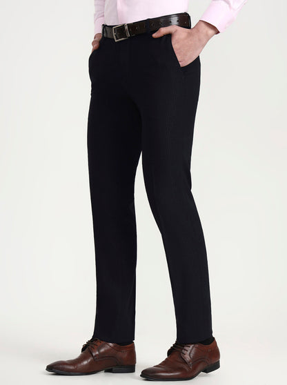 Blue Solid Slim Fit Formal Trouser | Wyre