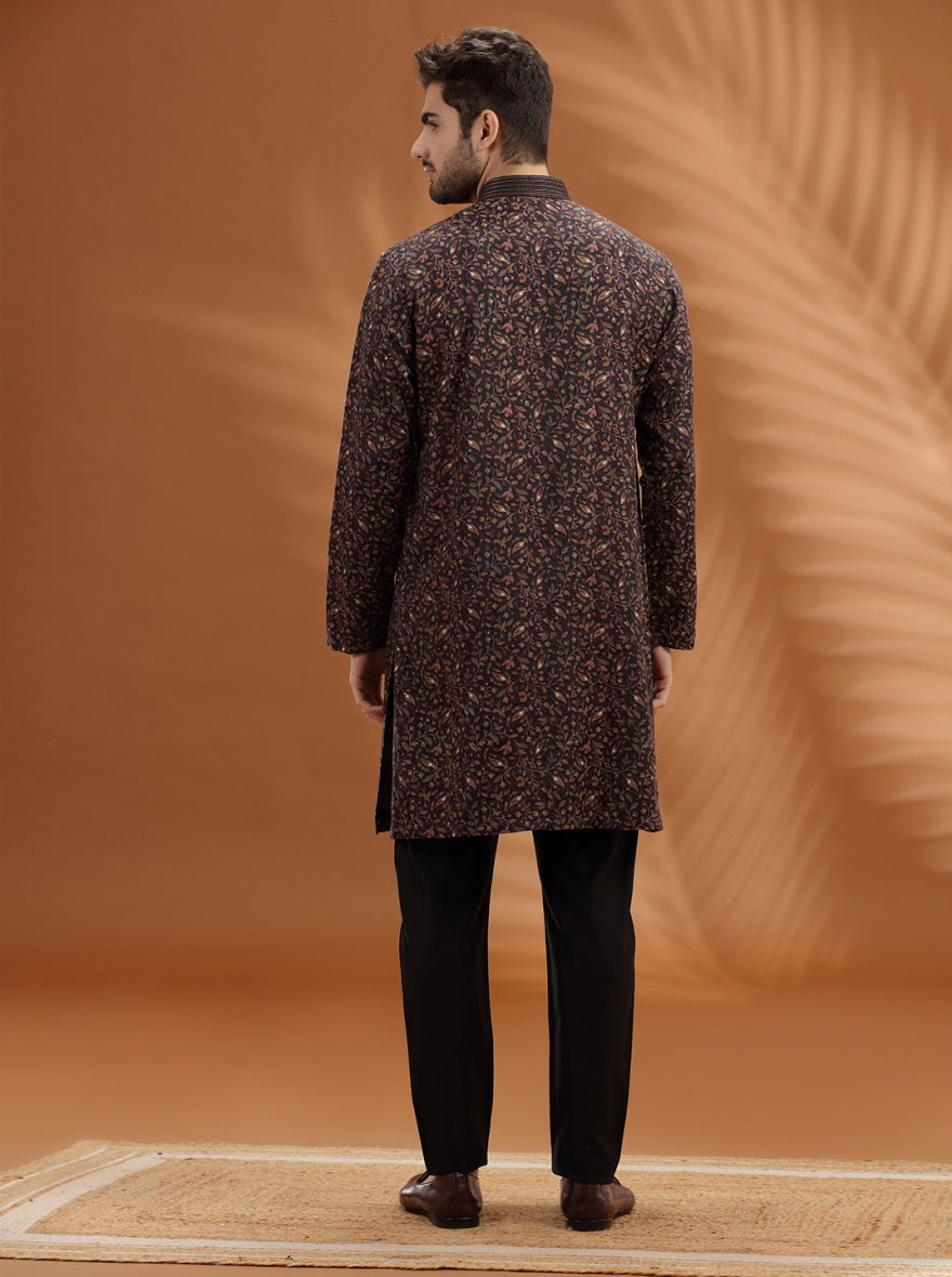 Deep Brown Printed  Kurta Pajama | TULA