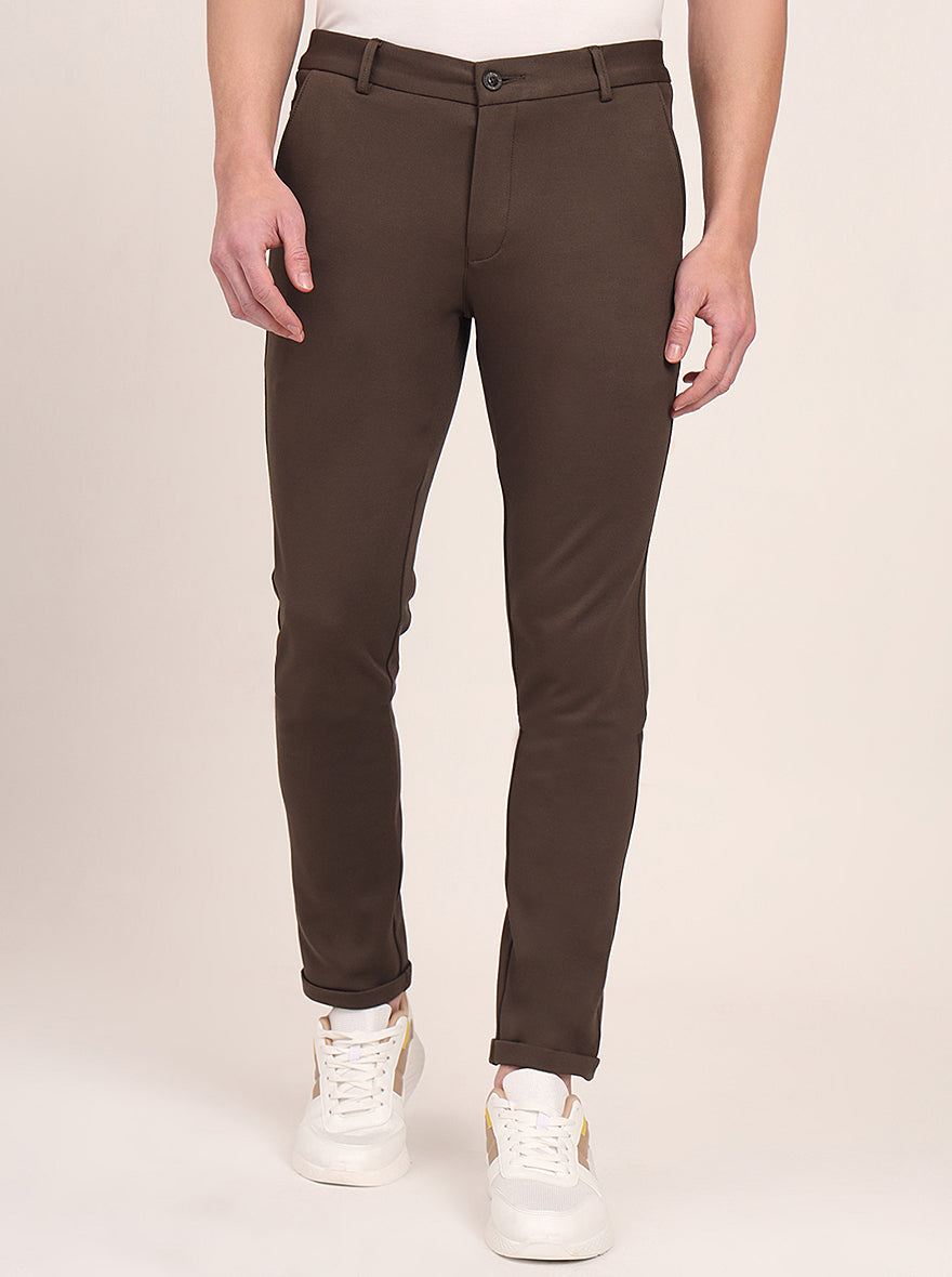 Olive Solid Venice Fit Casual Trouser | JadeBlue