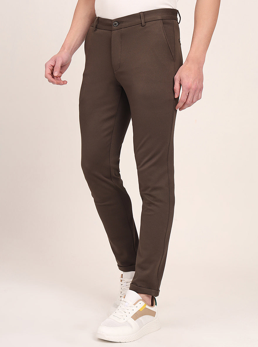 Olive Solid Venice Fit Casual Trouser | JadeBlue