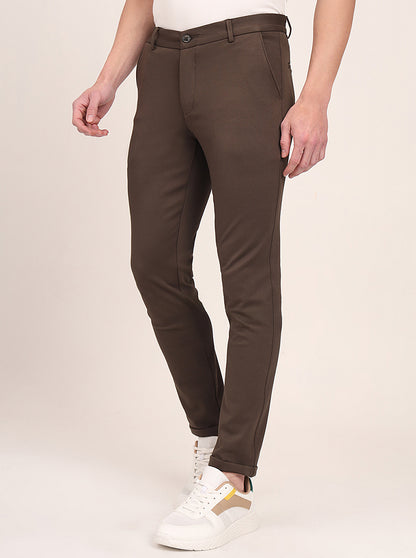 Olive Solid Venice Fit Casual Trouser | JadeBlue