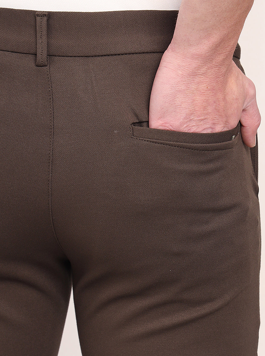 Olive Solid Venice Fit Casual Trouser | JadeBlue