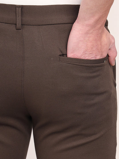 Olive Solid Venice Fit Casual Trouser | JadeBlue